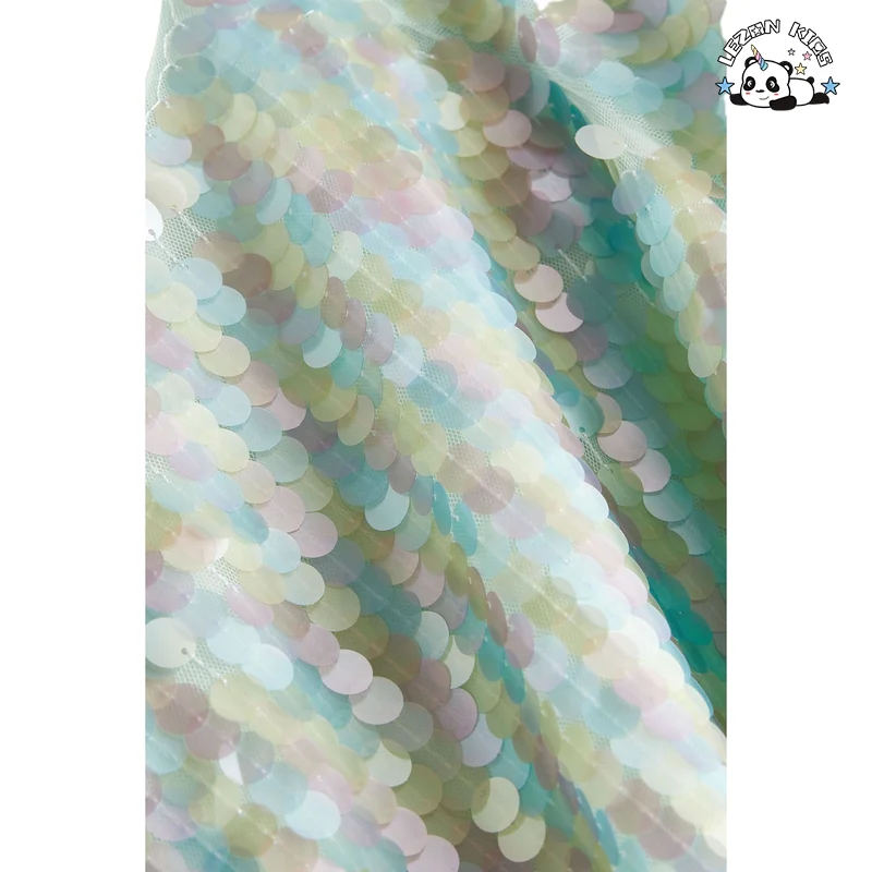 LEZONKIDS - Vestidos de princesa sequinados coloridos de manga curta para meninas personalizáveis para o verão